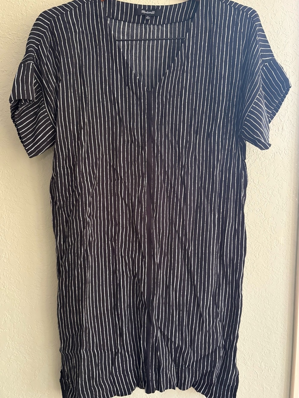 Madewell Black and White Striped Midi Dress